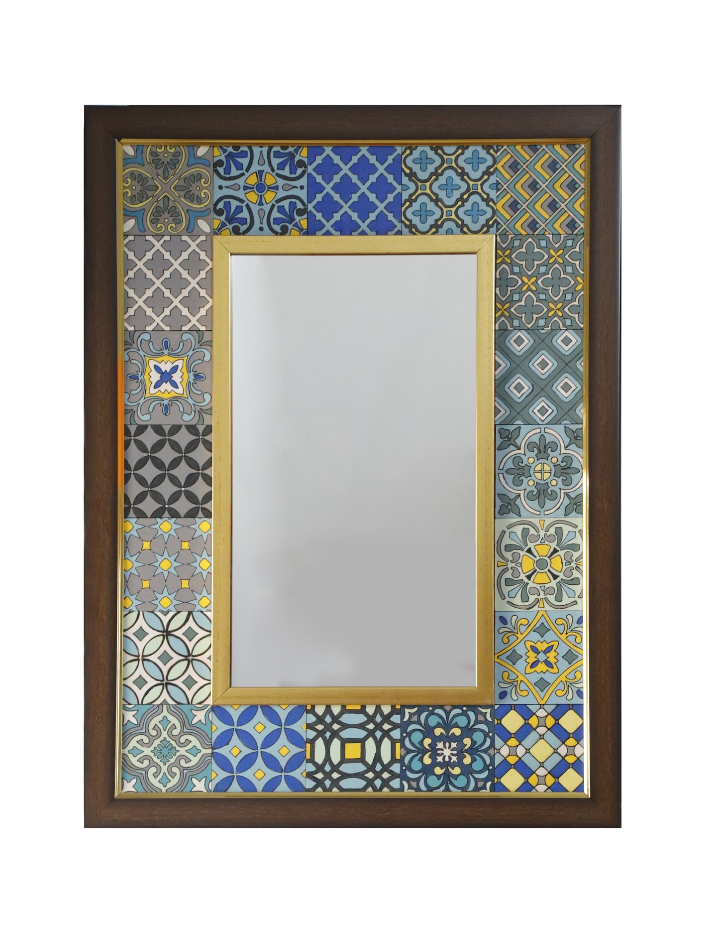 Moroccan Tile Framed Mirror - Multi-Color, 23" x 17"