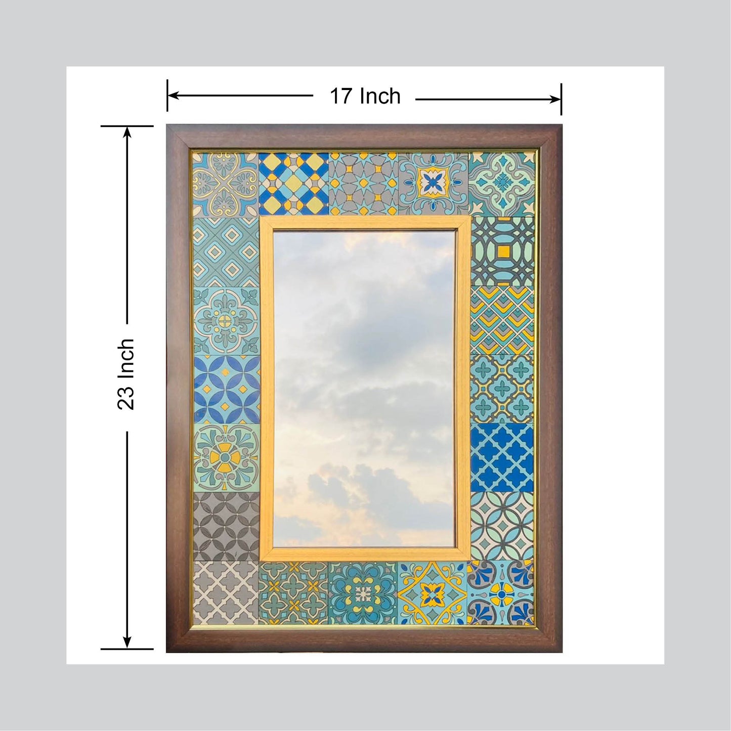 Moroccan Tile Framed Mirror - Multi-Color, 23" x 17"