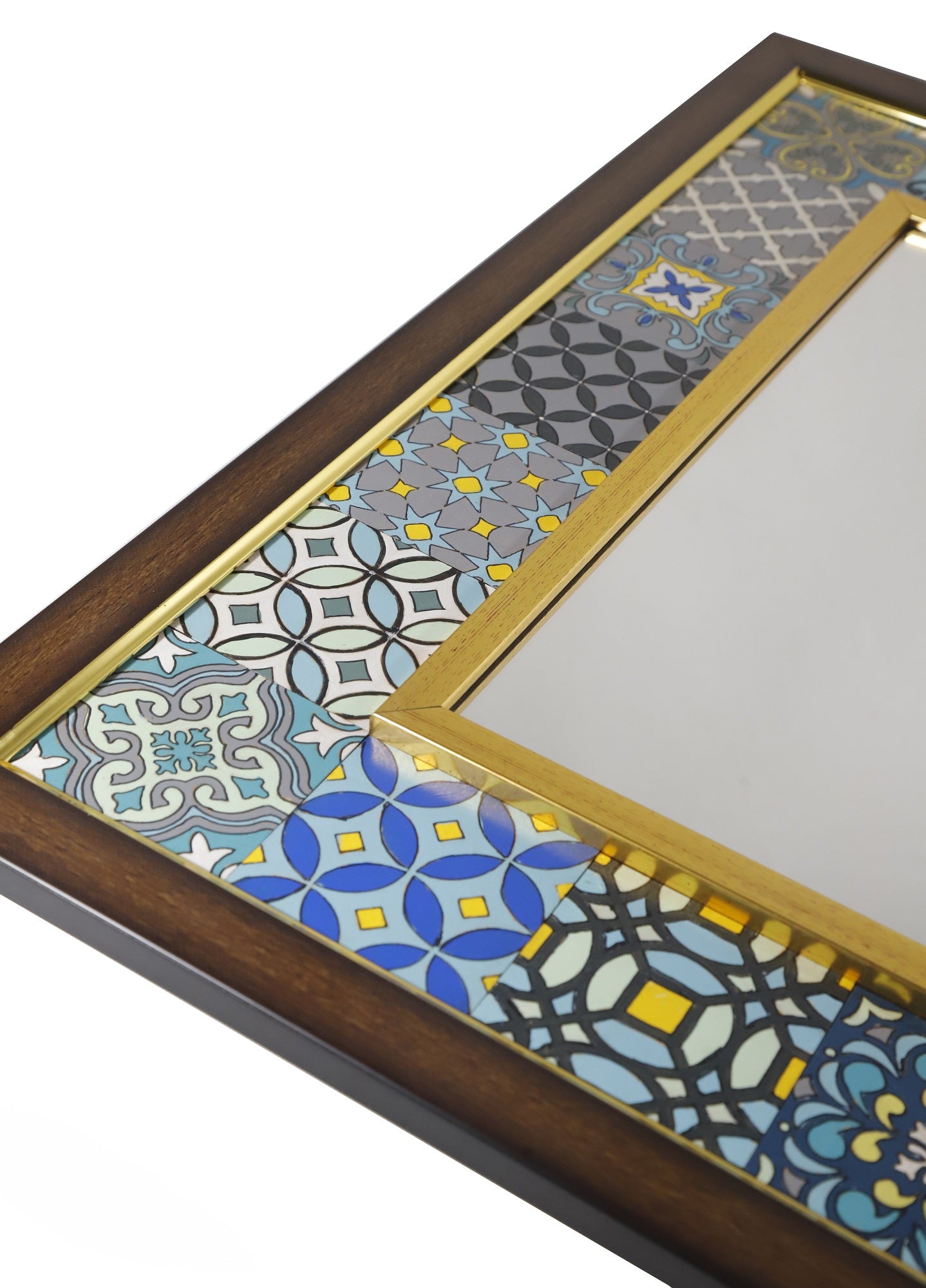 Moroccan Tile Framed Mirror - Multi-Color, 23" x 17"