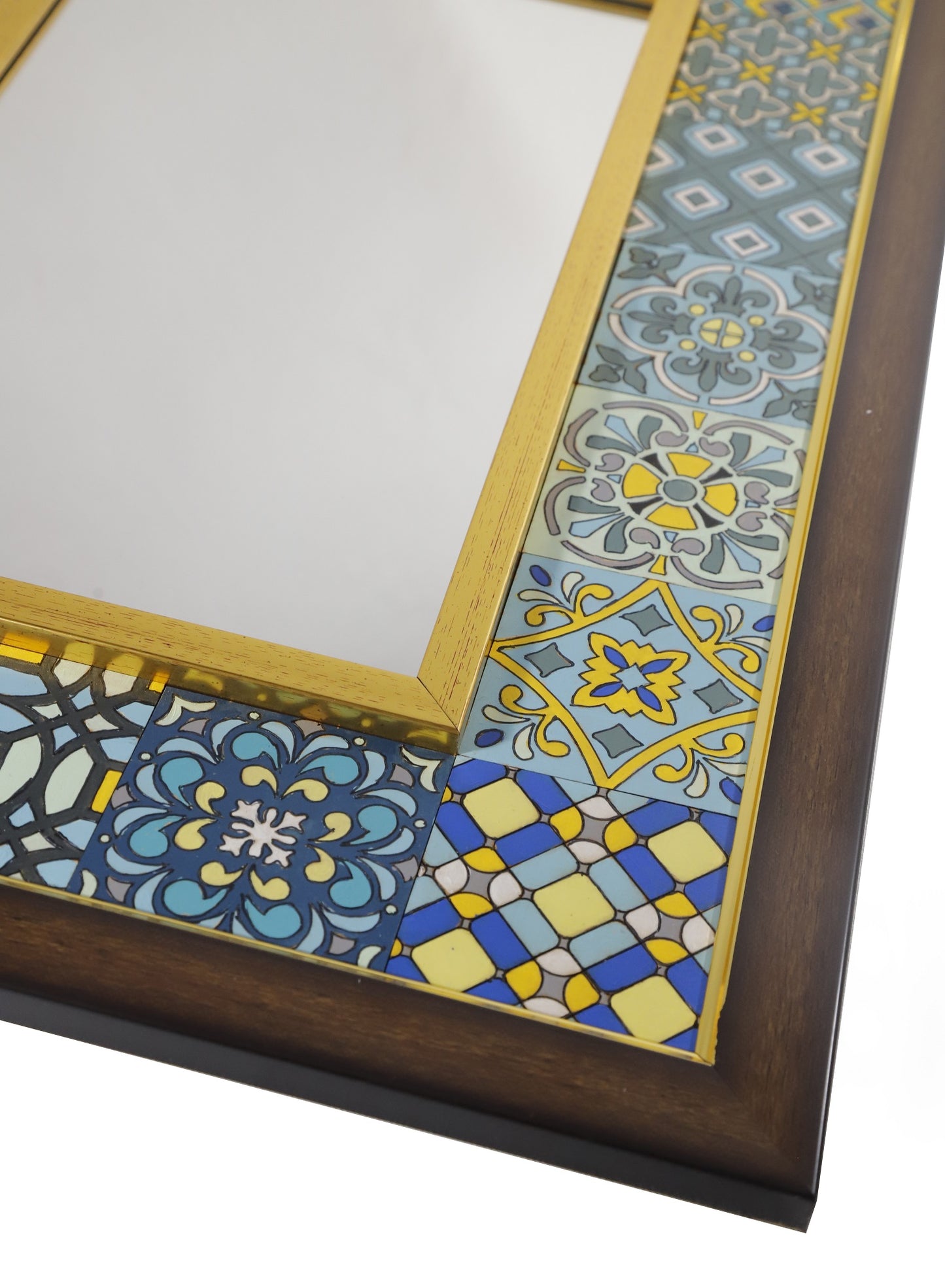 Moroccan Tile Framed Mirror - Multi-Color, 23" x 17"