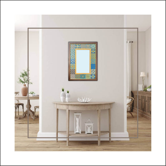 Moroccan Tile Framed Mirror - Multi-Color, 23" x 17"