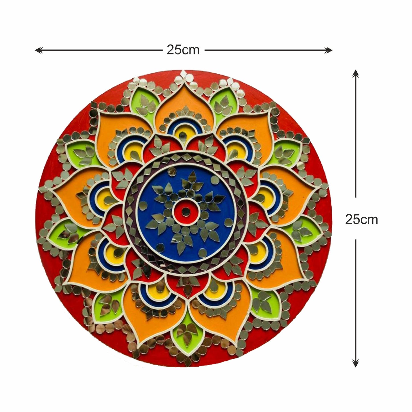 Mandala Hand-Painted Festive Rangoli With Mirror Work - Multi-Color